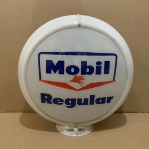 Vintage Mobil Regular Gas Pump Globe Light Glass Lens Garage Oil Sign Pegasus - Picture 1 of 9
