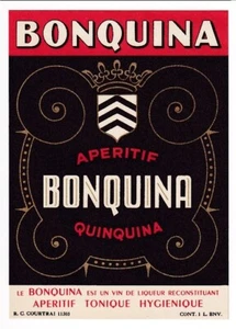 BONQUINA APERTIFF QUINQUINA TONIQUE LABEL 4 x 5-7/8 INCH - Picture 1 of 1