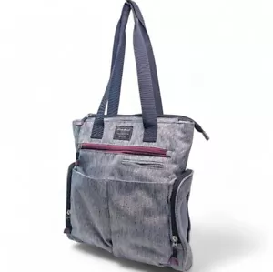 EDDIE BAUER GREY HEATHER BLACK FIRST ADVENTURE TRAVEL TOTE DIAPER BAG 15X15 EUC - Picture 1 of 9