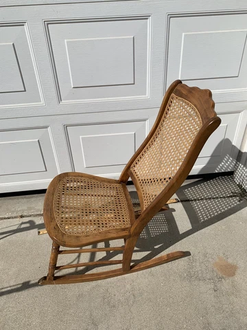 Antique ROCKER cane back rocking chair mid century modern  wood Cover