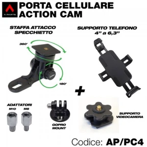 Porta cellulare o action cam con attacco a specchietto mono snodo - Picture 1 of 12