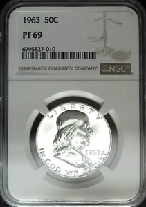 Medio dólar de plata Franklin 1963 a prueba 69 NGC ideal para juegos 010 - Imagen 1 de 2