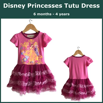 Samgami Disney Pink Baby Toddler Grils Princesses Tutu Dress Tiered Ruffle Skirt - image 1 of 4