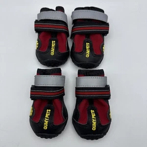 Qumy Pets Hundestiefel rutschfeste wasserdichte Schuhe rot und schwarz Größe 3 reflektierend - Bild 1 von 4