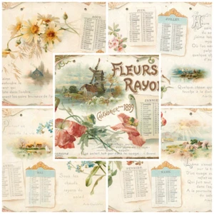 13. Set of 5 antique Victorian chromos calendar (5 x 6.5 in) Switzerland 1899 - Picture 1 of 6