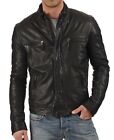 Men's Leather Jacket Genuine Lambskin Leather Superior Black Motorcycle Jacket