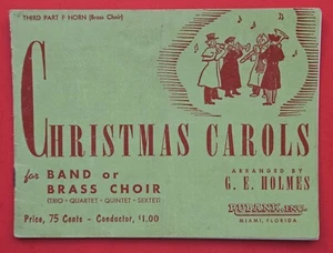 Christmas Carols French Horn Sheet Music Band Brass Choir Third Part 1941 Holmes - Picture 1 of 11