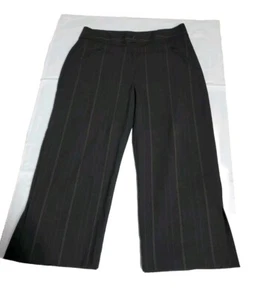 Chico’s 1.5 Crop Pants Black Striped Straight Leg Cuffed - Picture 1 of 5