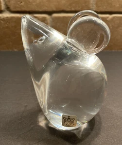 Vintage 4" Crystal Glass Mouse Figurine Walving Royal Krona Sweden Paperweight - Picture 1 of 7
