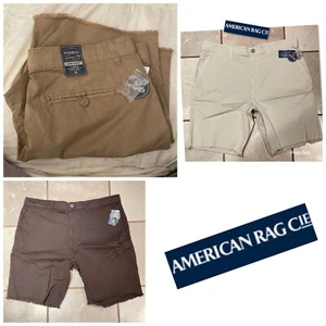 NWT American Rag 36,38,40 Tan, Brown Washed Stretch Chino Frayed Cut Off Shorts - Picture 1 of 18