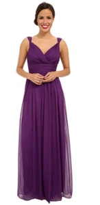 Donna Morgan Amy Long Chiffon Gown Maxi Party Dress Perfect Plum 100% SILK Sz 16 - Picture 1 of 4