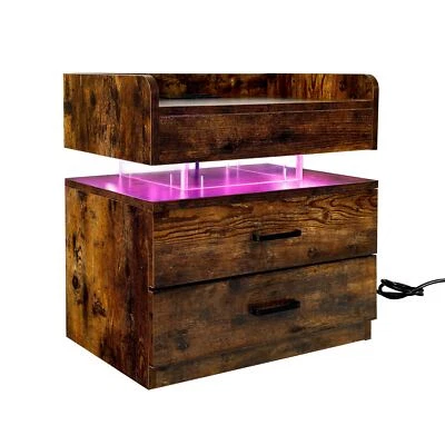 TC-HOMENY RGB Mesita de Noche con Luz LED con Estación de Carga Mesita de Noche Mesa Auxiliar Foto 1 de 4