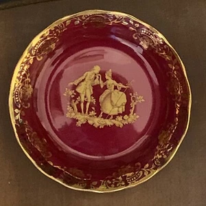 Limoges Trinket Dish  Courting Couple   Red   3 3/4".  France  Porcelain D'Art - Picture 1 of 4