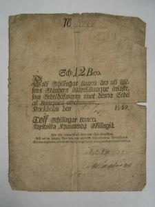 1849 SUECIA 12 SCHILLINGAR BANCO - Imagen 1 de 2