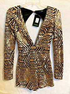Fashion Nova Flashy Romper Women's S Y2K Mermaidcore Disco Dazzling Sequin NWT - Picture 1 of 7