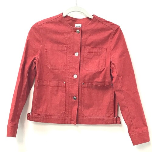 HERMÈS HERMES Serie Bottone Manica Lunga Abbigliamento Top Capispalla Giacca Denim Rosso