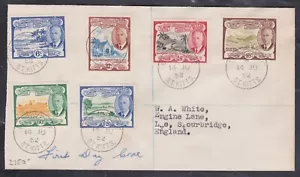 St Christopher, Nevis and Anguilla KGVI FDC to Lye SG99 to 104 - 14 Jun 1952 CDS - Picture 1 of 2