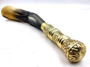 Shoe Horn Real Ox Horn With 12 In Long Solid Brass Handle, Shoe Remover & Wearer - Picture 1 of 7
