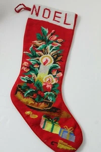Sferra Needlepoint Noel Christmas Stocking Candle Presents 19" - Picture 1 of 4