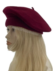 Laulhere French 100% Wool Soft Beret Hat La Parisienne Bordeaux 6 7/8 France - Picture 1 of 4