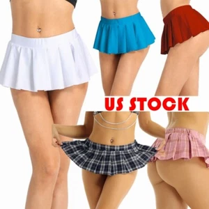 Women Pleated Mini Skirt Schoolgirl Uniform Anime Cosplay Costume Nightclub Sexy - Picture 1 of 47