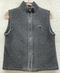 Vintage Polo Jeans Company Vest Womens Medium Gray Sherpa Fleece Full Zip Logo - Picture 1 of 9
