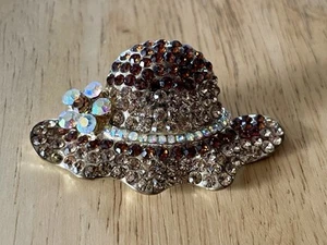 Vintage Hut Brosche Anstecknadel Strass Modeschmuck - Bild 1 von 3