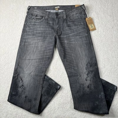 True Religion Jeans Men’s W36 Ricky Flap Relaxed Straight $298 Gray Wash Painted - Image 1 of 4