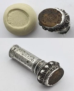 GEORGIANO "AGITE MAIS CONSTANTE" LEMA BRÚJULA SELLO DE VIDRIO INCRUSTADO c1800 - Imagen 1 de 7