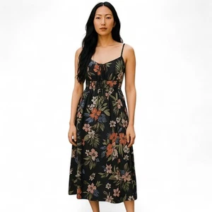 Patrons Of Peace Women's Floral Sleeveless Side Split Midi Dress Black XS  - Picture 1 of 11