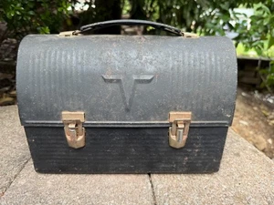 Porta pranzo thermos americano vintage metallo nero a cupola superiore - Foto 1 di 5