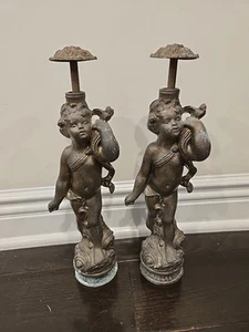 Antique Victorian Lamp figural child holding urn ornate old decorative light - Picture 1 of 24