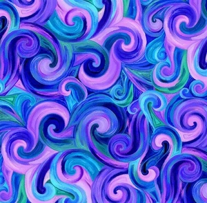 Timeless Treasures Bellagio Blue and Purple Swirl Cotton Fabric by the Yard - Picture 1 of 4