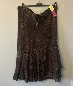 M&S Teal Mix Paisley Skirt Size 16 - Picture 1 of 4