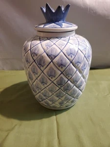 Williams Sonoma Grande Cuisine orientalisch inspirierte blau/weiße Ananas mit Deckel... - Bild 1 von 7