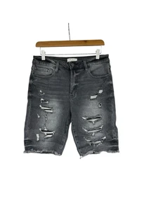 KanCan Gray Grey Distressed High Rise Denim Bermuda Shorts Womens 29 - Picture 1 of 7