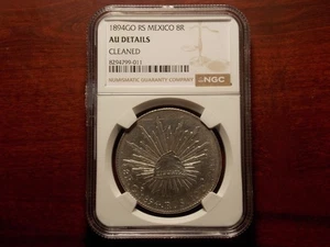 1894 Go RS Mexico 8 Real silver coin NGC AU - Picture 1 of 4