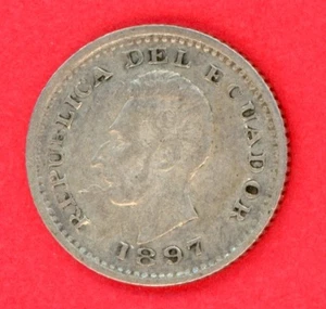 ECUADOR 1/2 DECIMO 1897 LIMA KM # 55.1 F-VF. - Picture 1 of 2