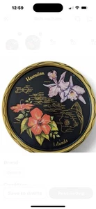 Bandeja de recuerdo vintage de metal negro del estado de las islas hawaianas - Imagen 1 de 1