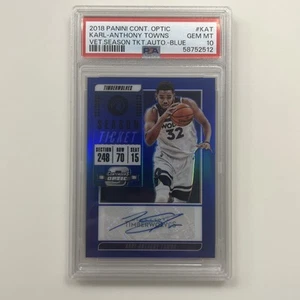 2018 Panini Contenders Optic Karl-Anthony Towns Blue Prizm Auto /35 PSA 10 - Picture 1 of 5