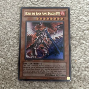 Yugioh Horus The Black Flame Dragon Lv8 SOD-EN008 Ultra Rare 1st Edition LP - Picture 1 of 4