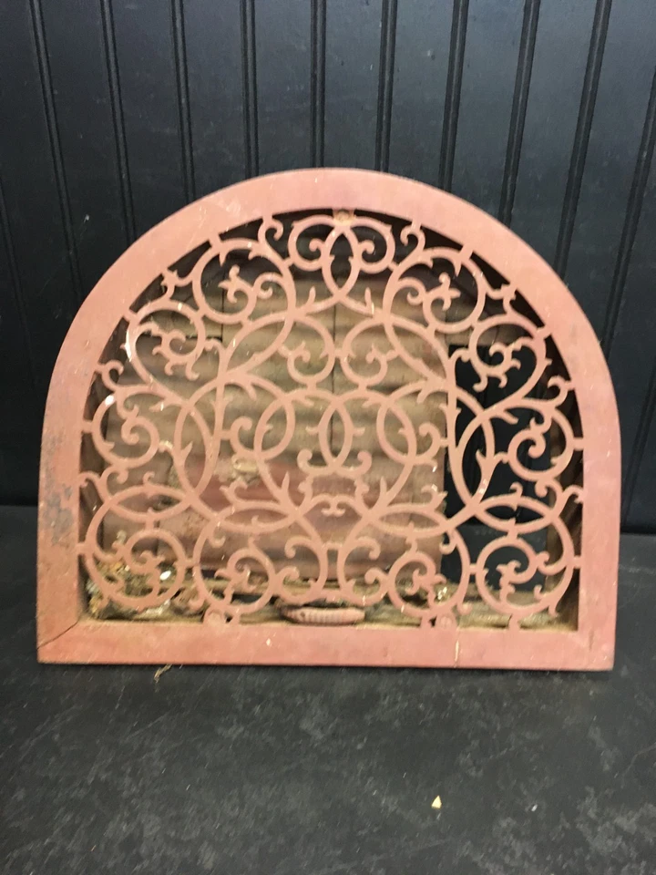 Vintage Victorian Cast Iron Floor Grate Register 17in x 14.5in Oval Tomb Stone - Image 1 of 4