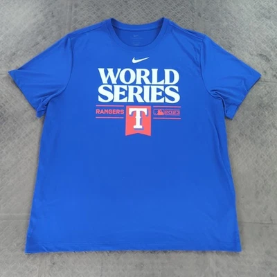 Texas Rangers Shirt World Series Nike Blue Center Swoosh Short Sleeve Men 2XL - Image 1 of 4