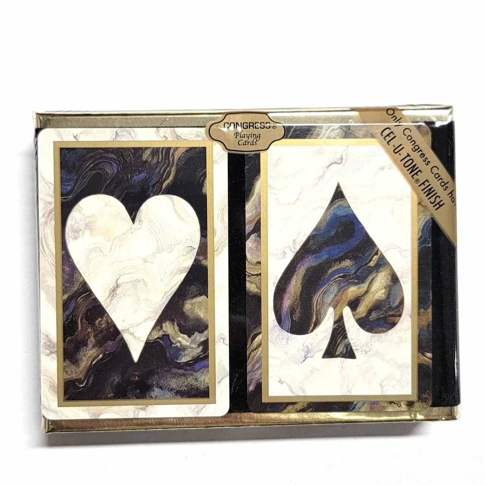 Congress Black Marble Cellutone Finish Standard 2 Pack Bridge Playing Cards - Image 1 of 1
