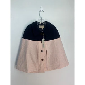 Hucklebones Cape Coat Girls 10Y Colorblock Wool Pink Navy Formal Outerwear - Picture 1 of 11