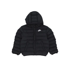 (Kids) Nike NSW Lightweight Synthetic Fill Loose Hooded Jacket Black White - Picture 1 of 1