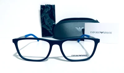 EMPORIO ARMANI EA 3069 5650 СИНИЙ РЕЗИНОВЫЙ СЕРЕБРЯНЫЕ ОЧКИ RX 53-17-140 ММ С ЧЕХЛОМ - Изображение 1 из 4
