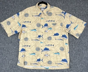 Columbia Button Up Shirt Mens Large Fish All Over Print Ocean Fishing Outdoors - Picture 1 of 9