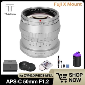 TTARTISAN 50mm F1.2 APS-C Lens Silver for Fuji X Mount X-A10 X-A3 X-A5 X-H1 X-T1 - Picture 1 of 12