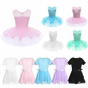 UK Girls Ballet Dress Gymnastic Leotard Skating Tutu Ballerina Dresses Dancewear - Picture 1 of 113